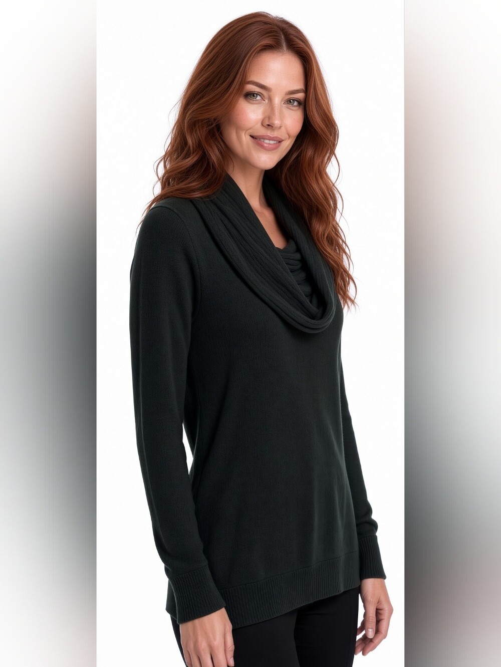 The Limited‎ Cowl Neck Sweater Forest Green Small Classic Cozy Oversized Mature